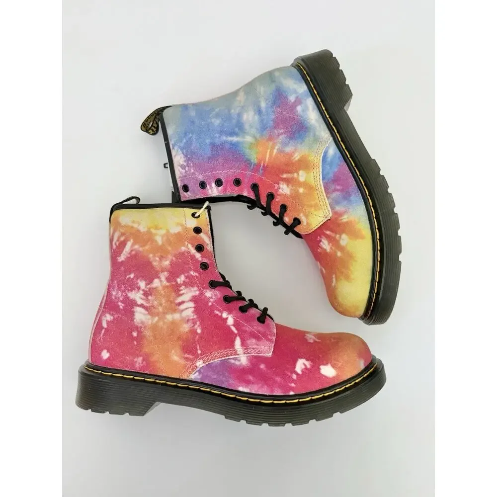 Dr. Marten’s Multi Color Tie Dye Side Zipper Lace Up Girls’ Combat Boots Size 6